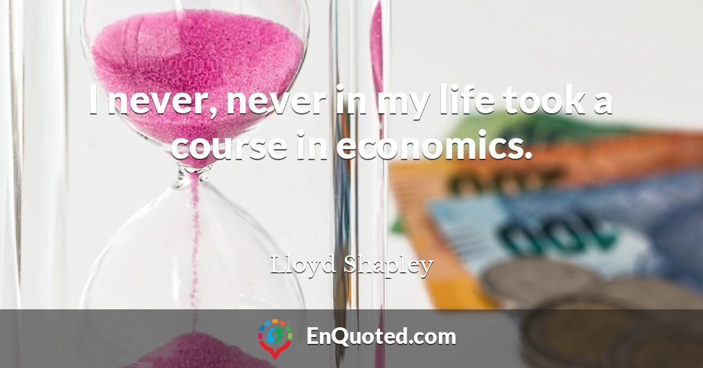 I never, never in my life took a course in economics.