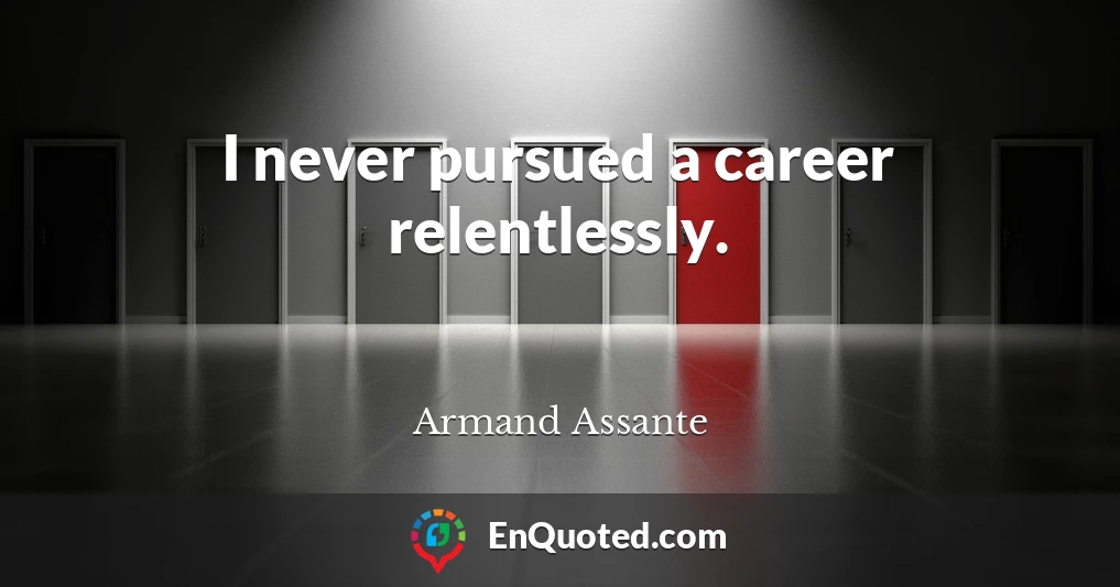 I never pursued a career relentlessly.