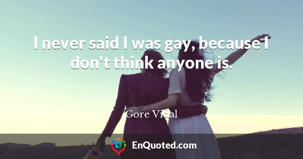 I never said I was gay, because I don't think anyone is.