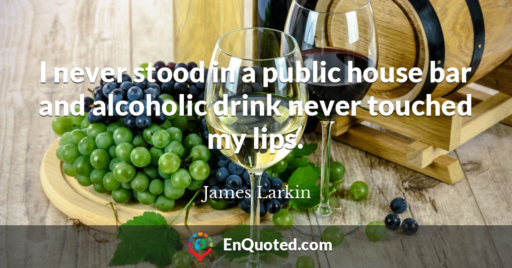 I never stood in a public house bar and alcoholic drink never touched my lips.