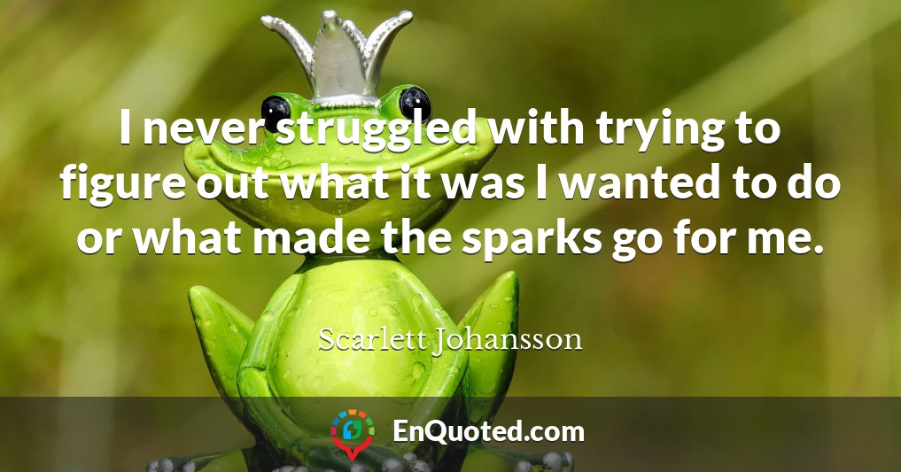 I never struggled with trying to figure out what it was I wanted to do or what made the sparks go for me.