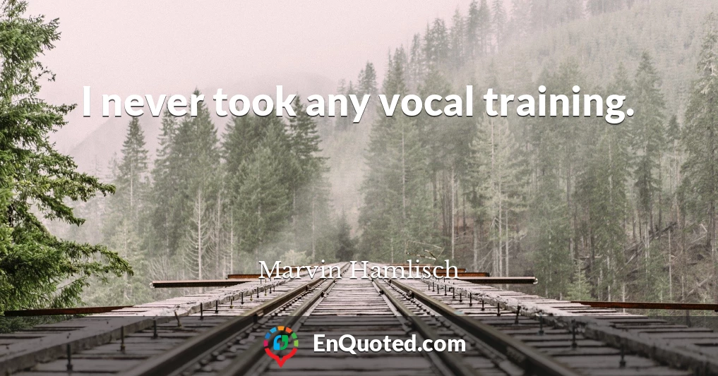 I never took any vocal training.