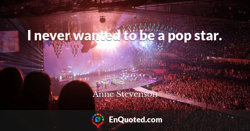 I never wanted to be a pop star.