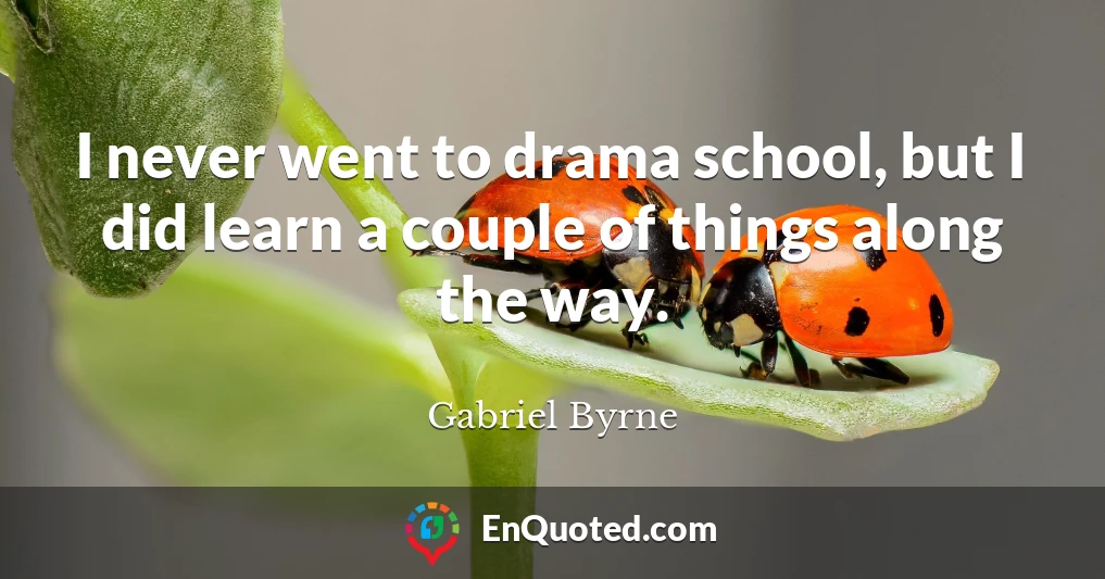 I never went to drama school, but I did learn a couple of things along the way.