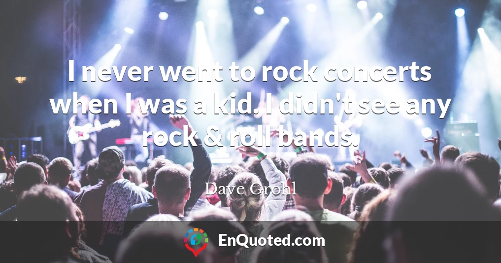 I never went to rock concerts when I was a kid. I didn't see any rock & roll bands.