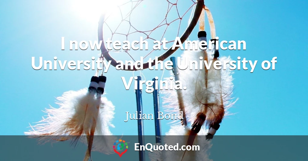 I now teach at American University and the University of Virginia.