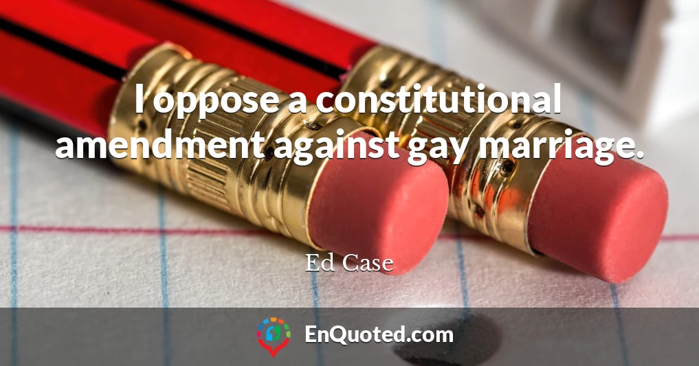 I oppose a constitutional amendment against gay marriage.