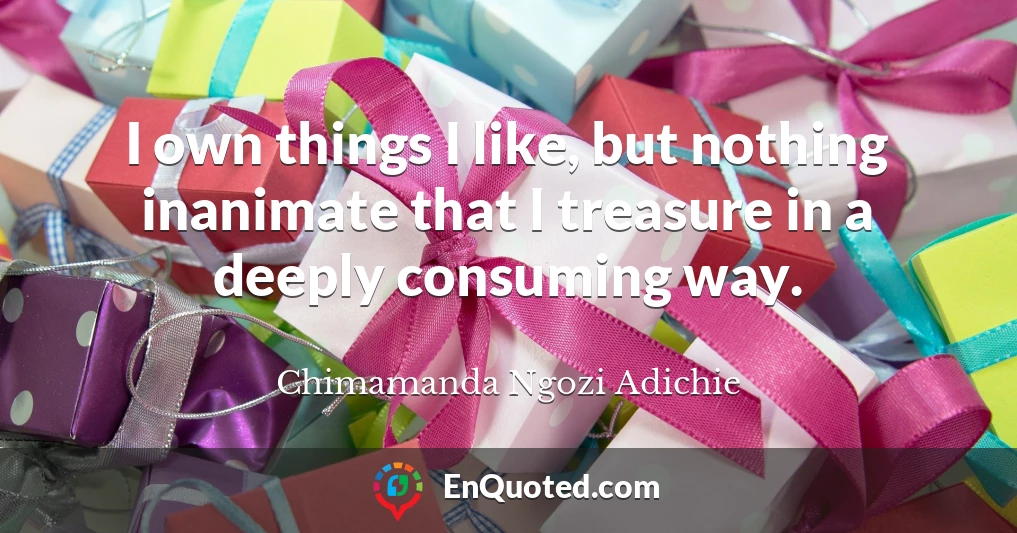 I own things I like, but nothing inanimate that I treasure in a deeply consuming way.