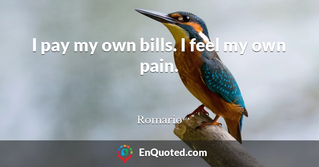 I pay my own bills. I feel my own pain.