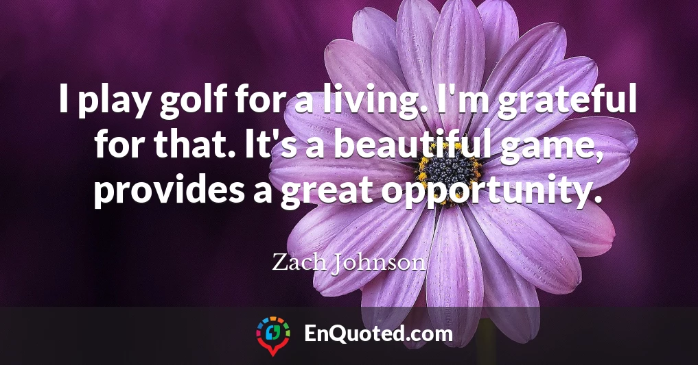 I play golf for a living. I'm grateful for that. It's a beautiful game, provides a great opportunity.