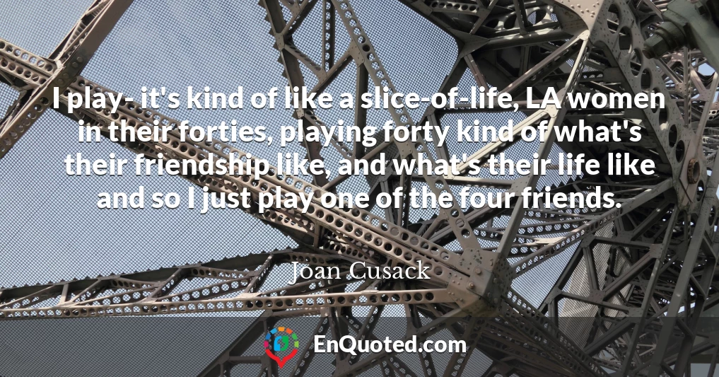 I play- it's kind of like a slice-of-life, LA women in their forties, playing forty kind of what's their friendship like, and what's their life like and so I just play one of the four friends.