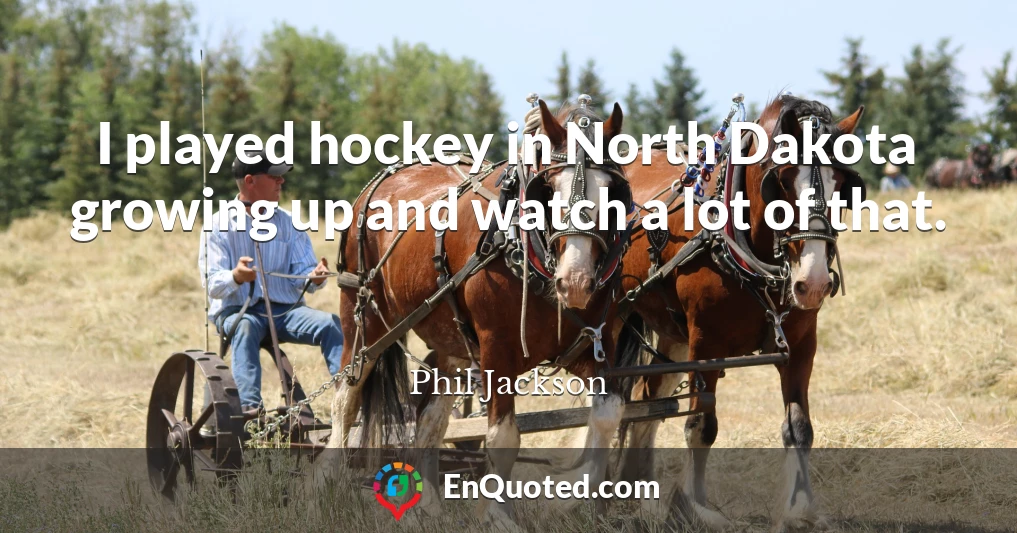 I played hockey in North Dakota growing up and watch a lot of that.