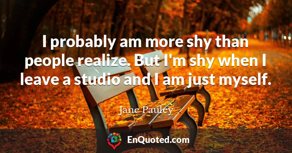 I probably am more shy than people realize. But I'm shy when I leave a studio and I am just myself.