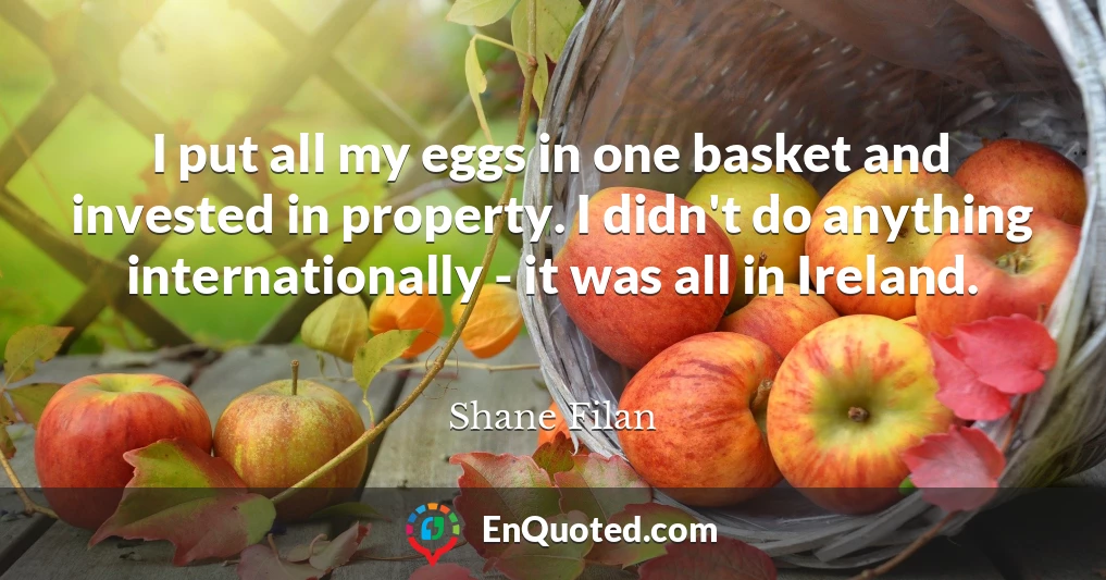 I put all my eggs in one basket and invested in property. I didn't do anything internationally - it was all in Ireland.