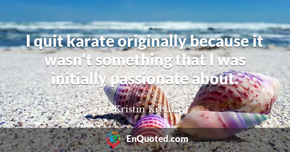 I quit karate originally because it wasn't something that I was initially passionate about.