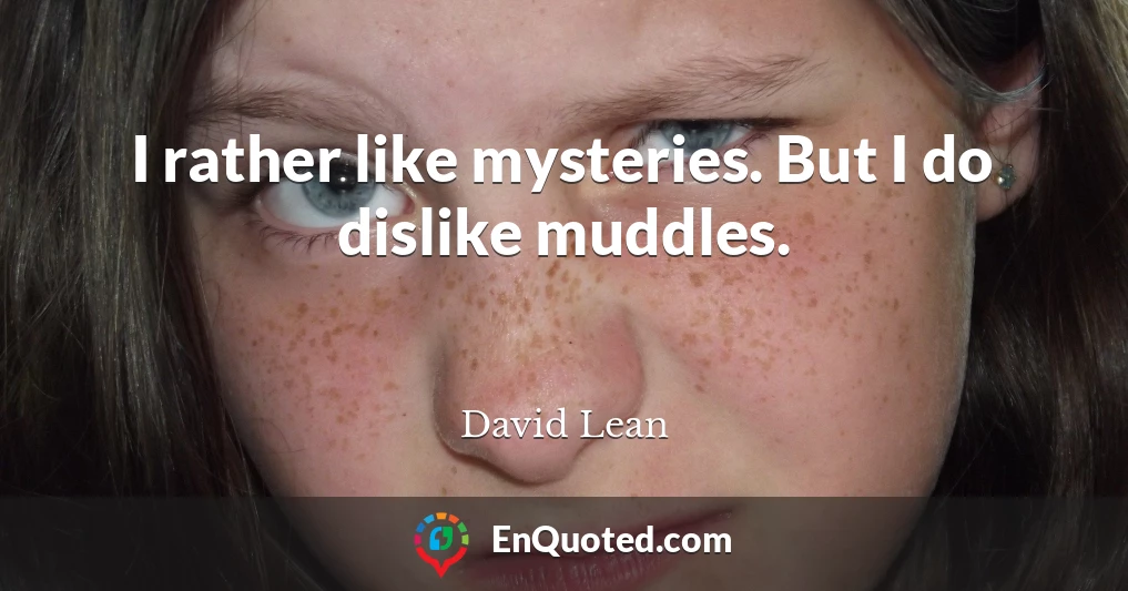 I rather like mysteries. But I do dislike muddles.