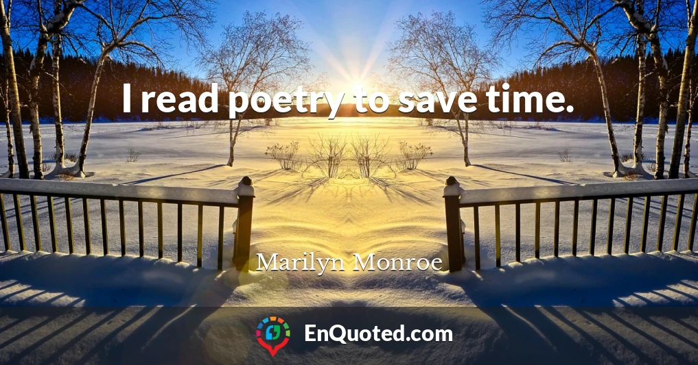 I read poetry to save time.