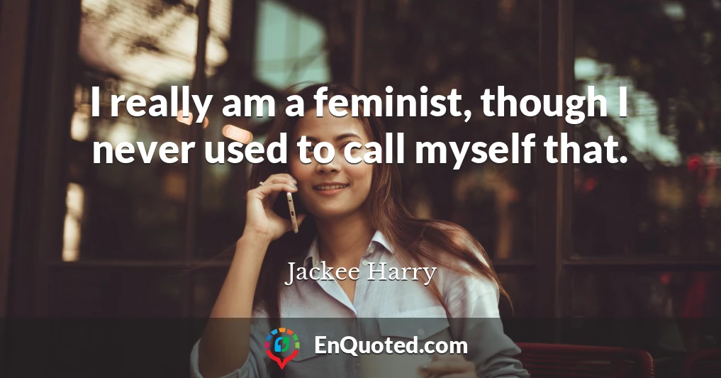 I really am a feminist, though I never used to call myself that.