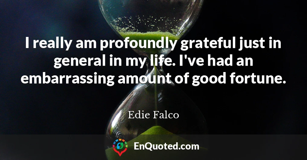 I really am profoundly grateful just in general in my life. I've had an embarrassing amount of good fortune.