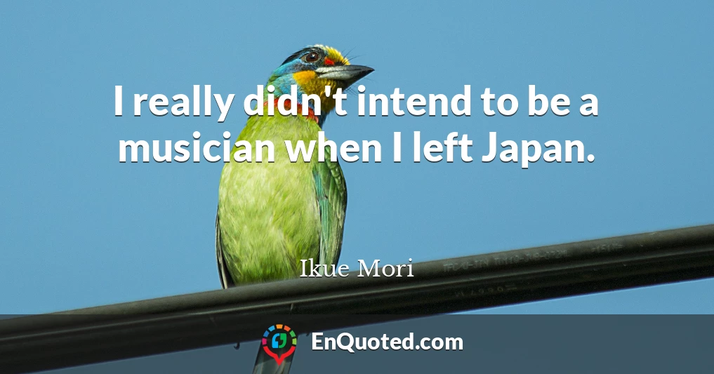 I really didn't intend to be a musician when I left Japan.