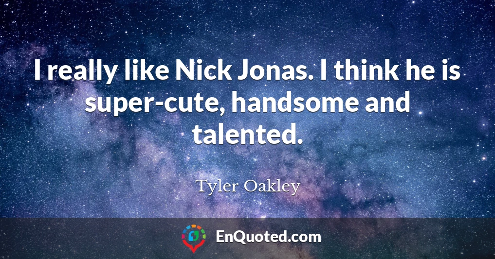 I really like Nick Jonas. I think he is super-cute, handsome and talented.