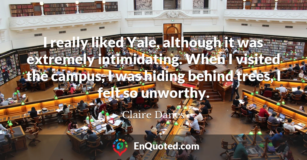 I really liked Yale, although it was extremely intimidating. When I visited the campus, I was hiding behind trees, I felt so unworthy.