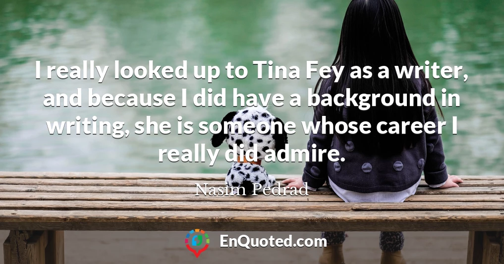 I really looked up to Tina Fey as a writer, and because I did have a background in writing, she is someone whose career I really did admire.