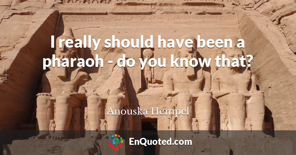 I really should have been a pharaoh - do you know that?