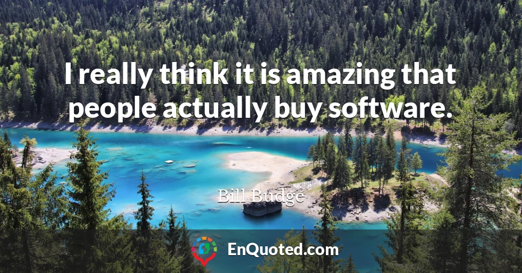 I really think it is amazing that people actually buy software.
