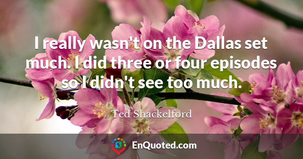 I really wasn't on the Dallas set much. I did three or four episodes so I didn't see too much.