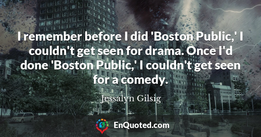 I remember before I did 'Boston Public,' I couldn't get seen for drama. Once I'd done 'Boston Public,' I couldn't get seen for a comedy.