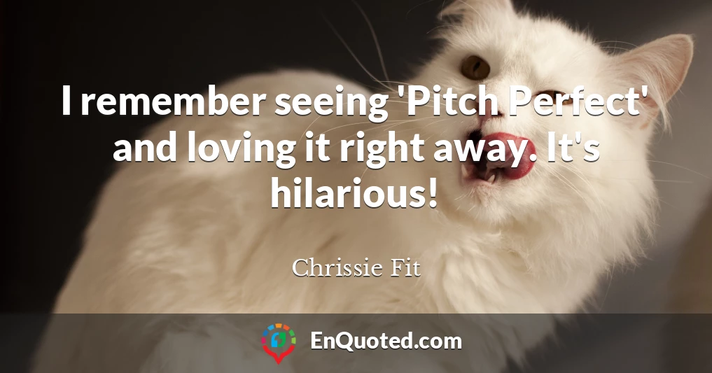 I remember seeing 'Pitch Perfect' and loving it right away. It's hilarious!