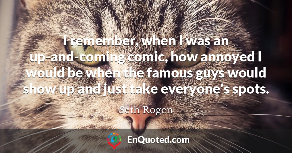 I remember, when I was an up-and-coming comic, how annoyed I would be when the famous guys would show up and just take everyone's spots.