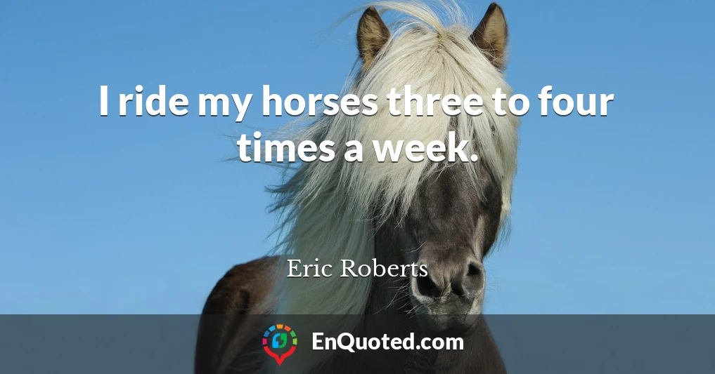 I ride my horses three to four times a week.