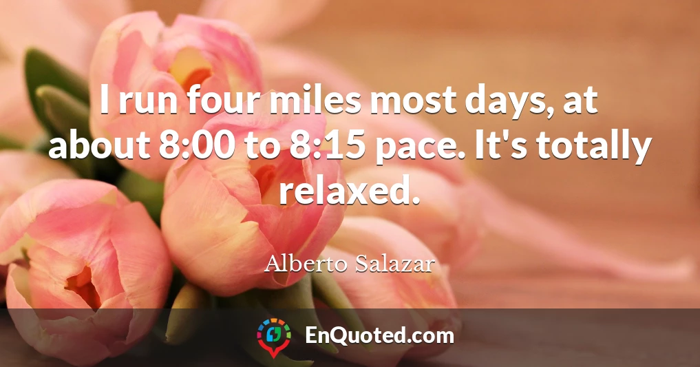 I run four miles most days, at about 8:00 to 8:15 pace. It's totally relaxed.