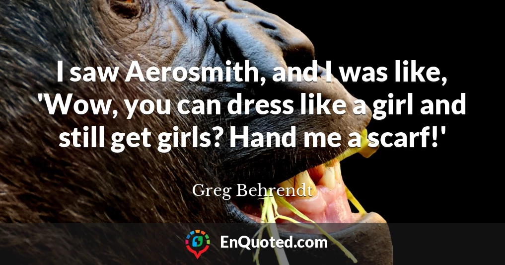 I saw Aerosmith, and I was like, 'Wow, you can dress like a girl and still get girls? Hand me a scarf!'