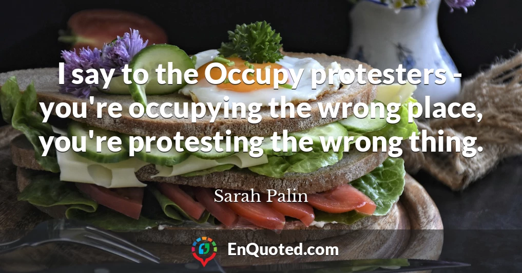 I say to the Occupy protesters - you're occupying the wrong place, you're protesting the wrong thing.