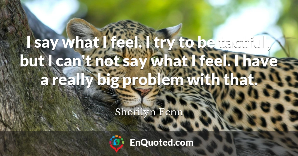 I say what I feel. I try to be tactful, but I can't not say what I feel. I have a really big problem with that.