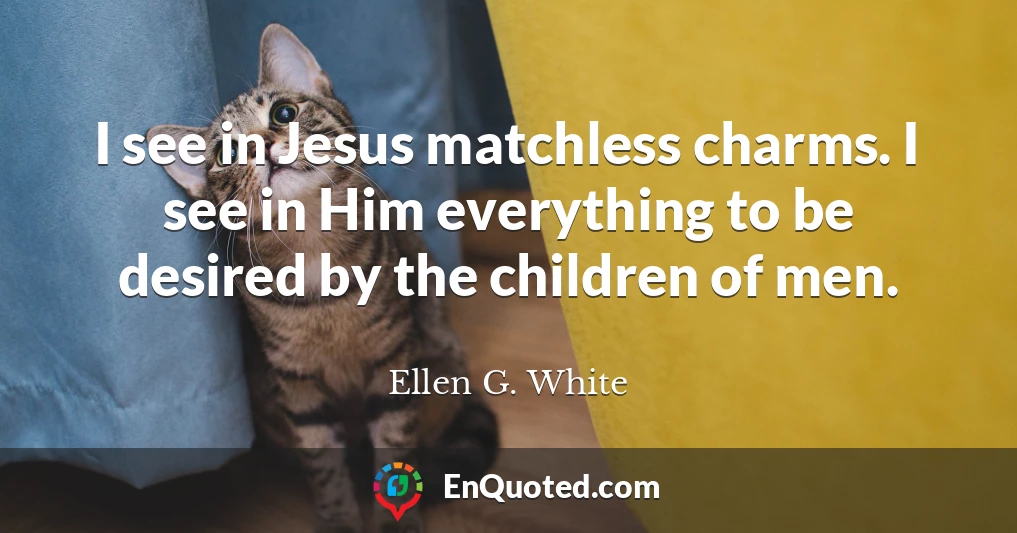I see in Jesus matchless charms. I see in Him everything to be desired by the children of men.