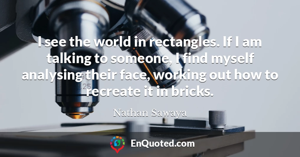 I see the world in rectangles. If I am talking to someone, I find myself analysing their face, working out how to recreate it in bricks.