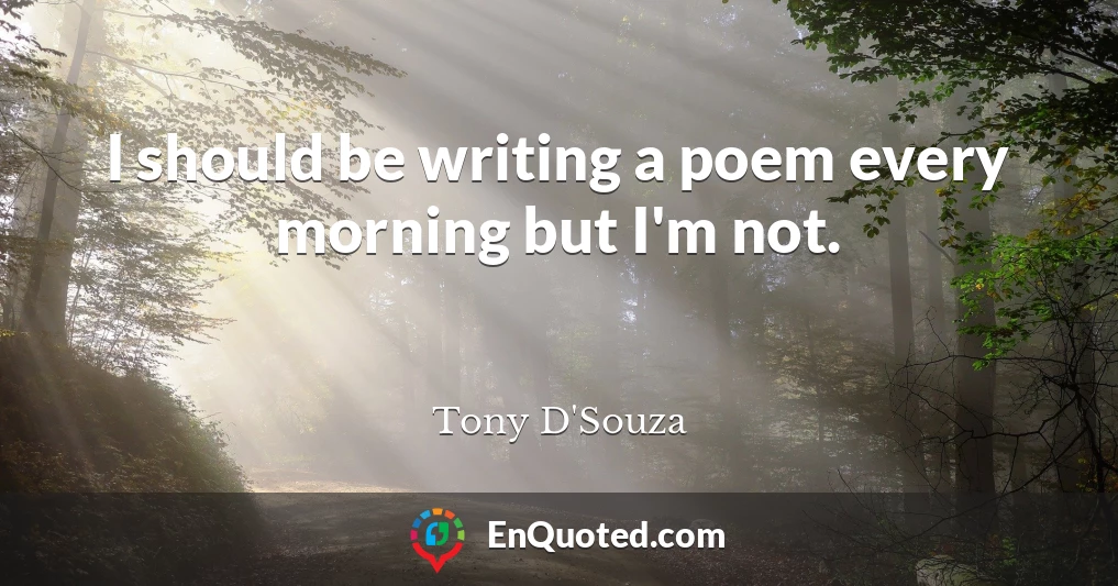 I should be writing a poem every morning but I'm not.