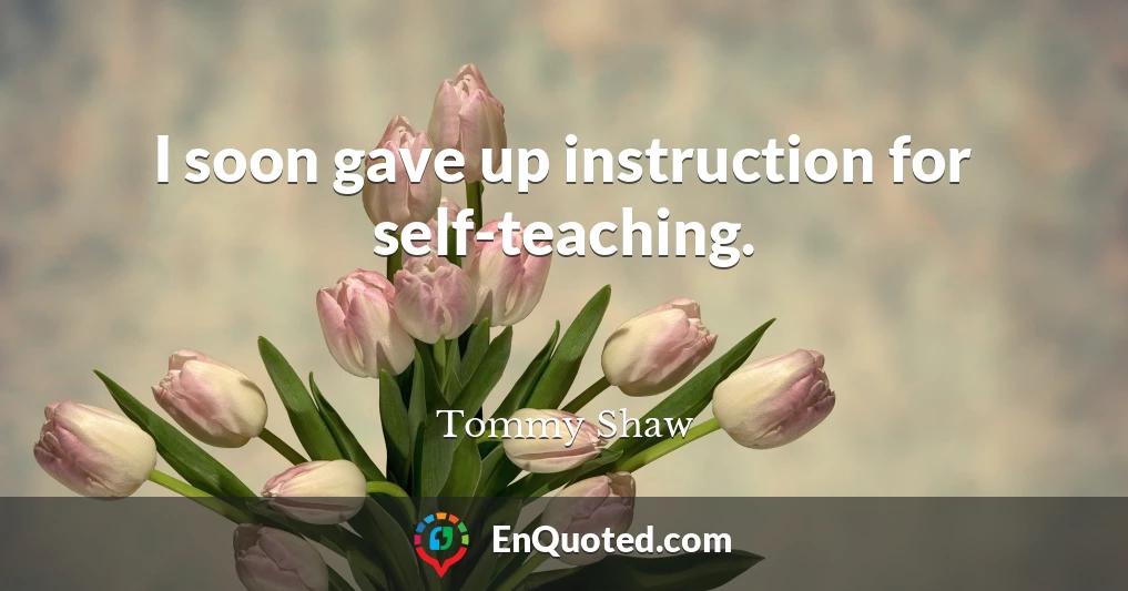 I soon gave up instruction for self-teaching.