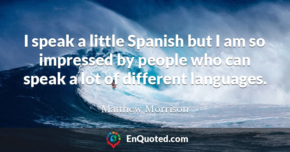 I speak a little Spanish but I am so impressed by people who can speak a lot of different languages.