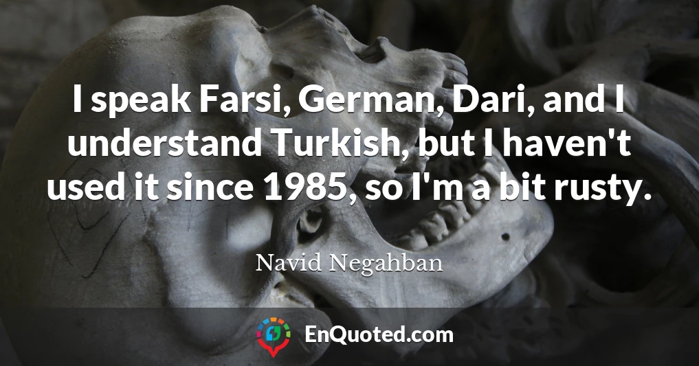 I speak Farsi, German, Dari, and I understand Turkish, but I haven't used it since 1985, so I'm a bit rusty.
