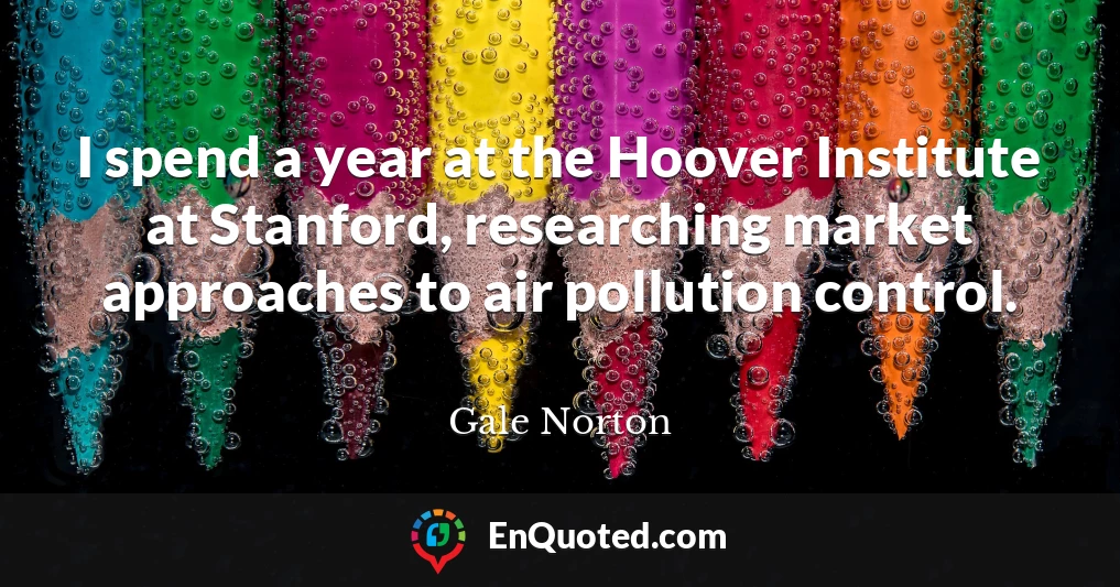 I spend a year at the Hoover Institute at Stanford, researching market approaches to air pollution control.