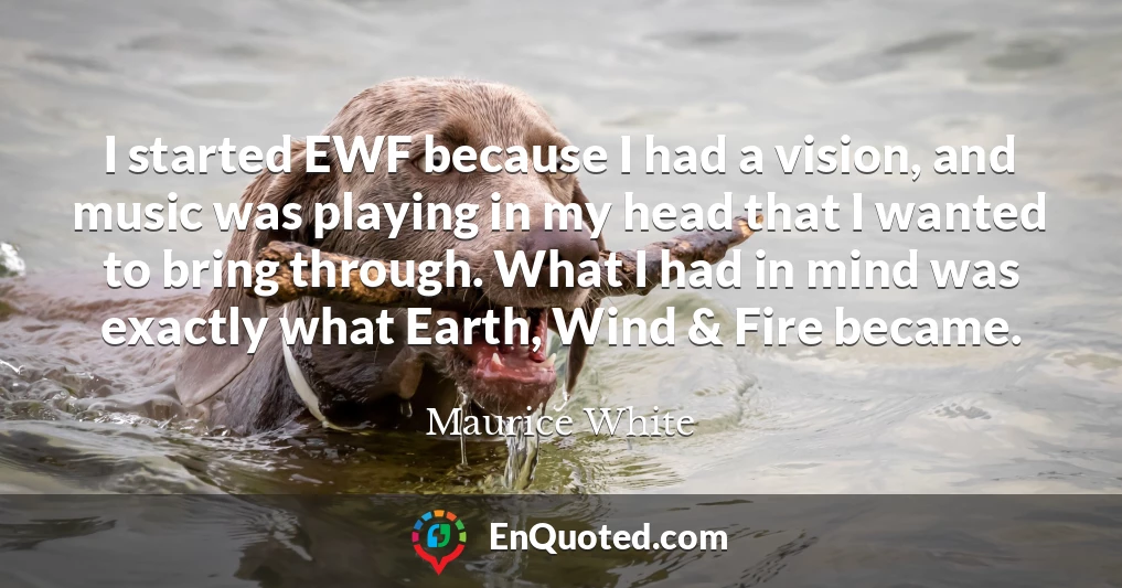 I started EWF because I had a vision, and music was playing in my head that I wanted to bring through. What I had in mind was exactly what Earth, Wind & Fire became.