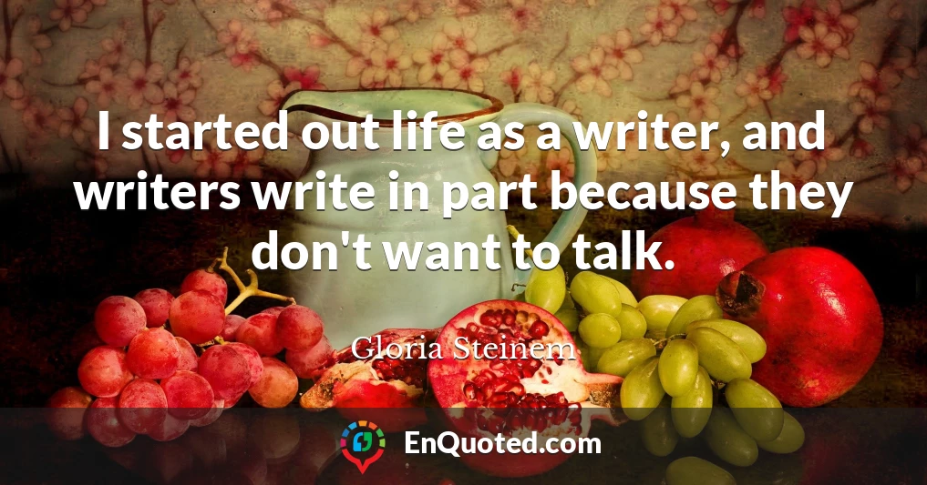 I started out life as a writer, and writers write in part because they don't want to talk.