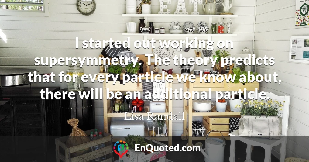 I started out working on supersymmetry. The theory predicts that for every particle we know about, there will be an additional particle.