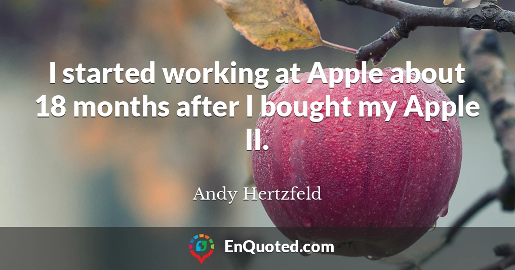I started working at Apple about 18 months after I bought my Apple II.
