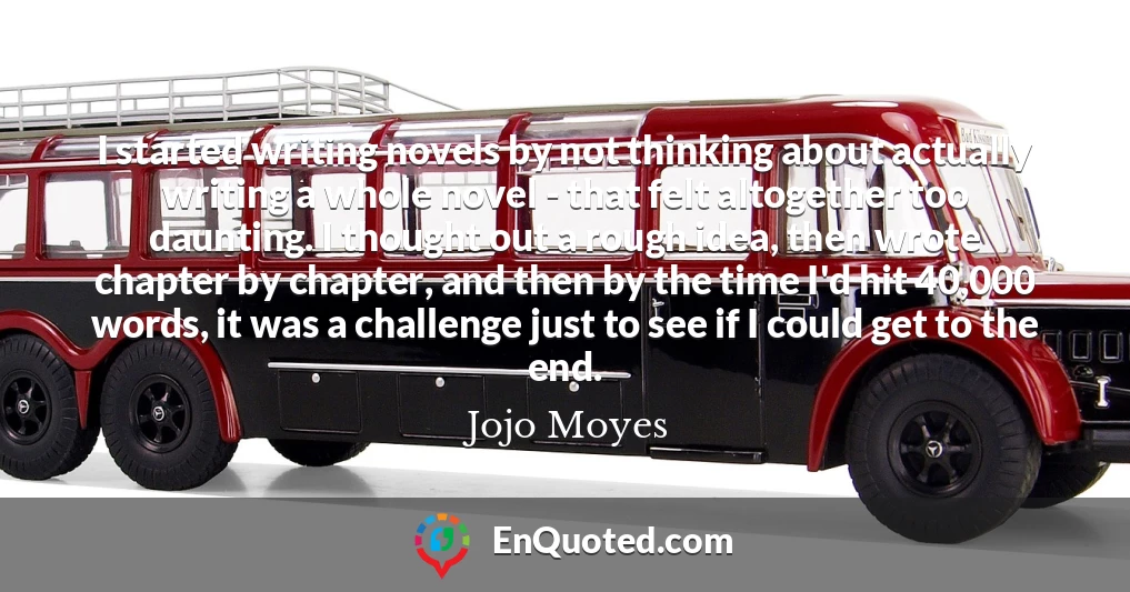 I started writing novels by not thinking about actually writing a whole novel - that felt altogether too daunting. I thought out a rough idea, then wrote chapter by chapter, and then by the time I'd hit 40,000 words, it was a challenge just to see if I could get to the end.